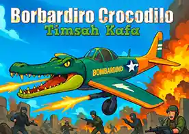 Timsah Kafa Bombardino Crocodilo olarak düşman savaş bölgesine git tüm düşman hedeflerini yok et